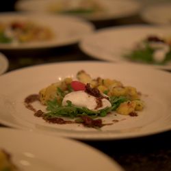 An EP Experience - " NetWorking Event" poached egg, with roasted cauliflower, and smoked bacon vinaigrette