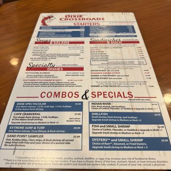 Dixie Crossroads - Normal menu - Seafood Near Me - Titusville, Florida Dixie Crossroads - Normal menu - Seafood Near Me - Titusville, Florida