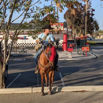 Checkers - Checker's parking lot is for all modes of transportation! - Burgers Near Me - Bakersfield, California