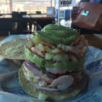 Mariscos Titos - Ceviche de camaron tostada so good and big enough to share. - Seafood Near Me - Rosarito, BCN