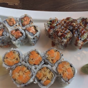 Marathon Sushi - Spicy salmon , eel , and sweet potato rolls. All very good. - Japanese Near Me - Cliffside Park, New Jersey
