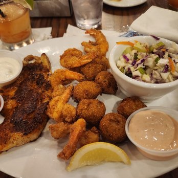 Fish City Grill - Pick 2 combo with coleslaw and hushpuppies - Seafood Near Me - Pearland, Texas
