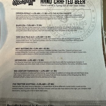 Stockyards Brewing - Drink menu - Sandwiches Near Me - Kansas City, Missouri