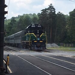 Adirondack Scenic Railroad - The robbery train pulling into the station