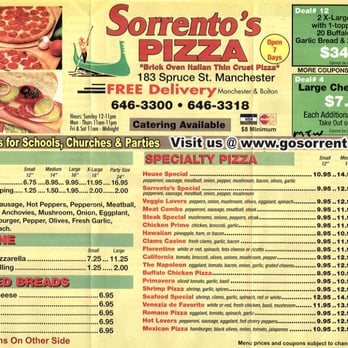 Sorrento's Pizza - Menu - Pizza Near Me - Manchester, Connecticut Sorrento's Pizza - Menu - Pizza Near Me - Manchester, Connecticut