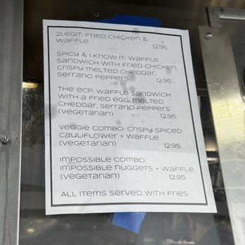 The Waffle Roost - Menu - plenty of vegetarian options - Food Trucks Near Me
