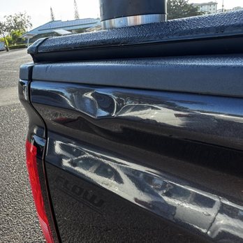 Prodent Hawaii - Before and after of my tailgate - Mobile Dent Repair Near Me Prodent Hawaii - Before and after of my tailgate - Mobile Dent Repair Near Me