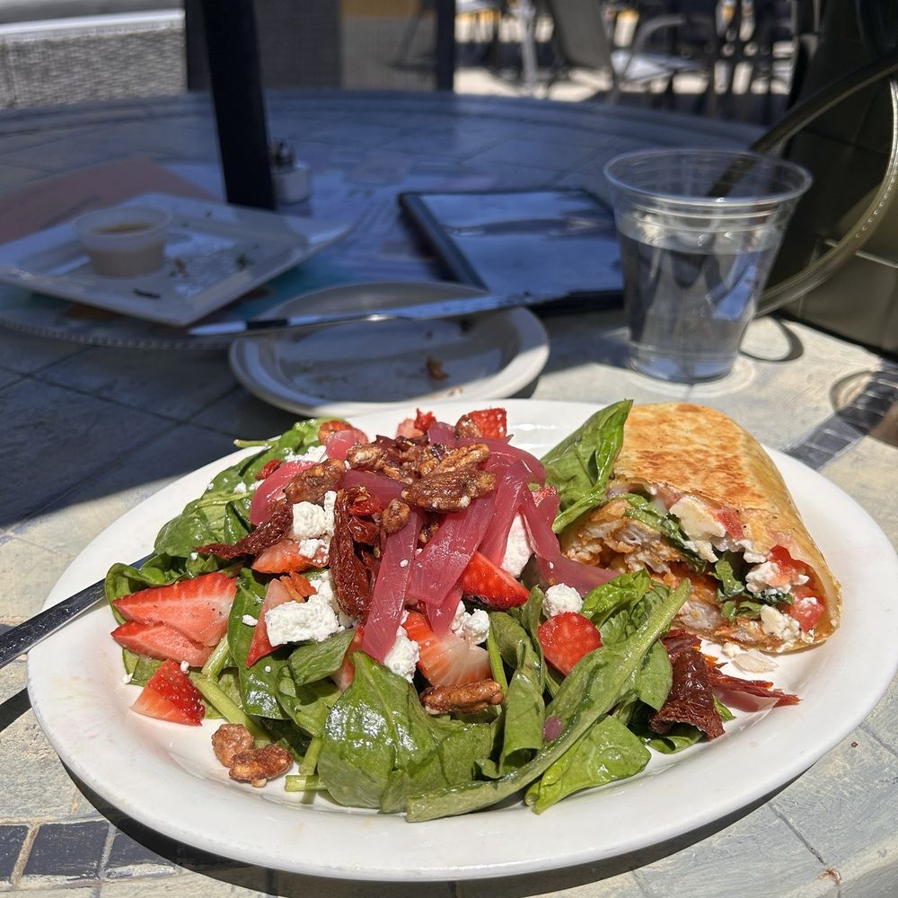 Half sandwich/salad deal - Buffalo chicken wrap and strawberry spinach salad Half sandwich/salad deal - Buffalo chicken wrap and strawberry spinach salad