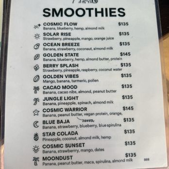 Veganautus - Menu of smoothies - March 2026 - Vegan Near Me - Loreto, BCS