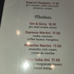 Drink menu Drink menu