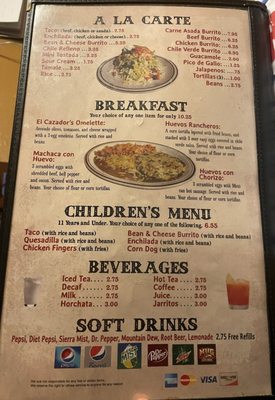 Menu photo 4 El Cazador Gooding, ID Menu photo 4 El Cazador Gooding, ID