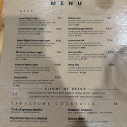 Drink menu Drink menu
