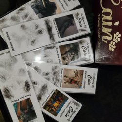 Homeward Bound Memorial & Cremation Service - Bookmarks with his Paw print, hair clippings and a picture