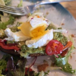 Hard-boiled egg on the avo toast, not poached Hard-boiled egg on the avo toast, not poached