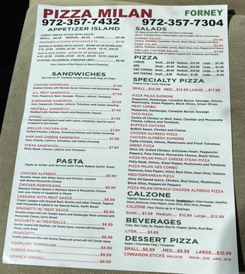 Menu photo 2 Pizza Milan Forney, TX Menu photo 2 Pizza Milan Forney, TX
