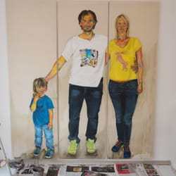 Familienportrait in Arbeit - Triptichon