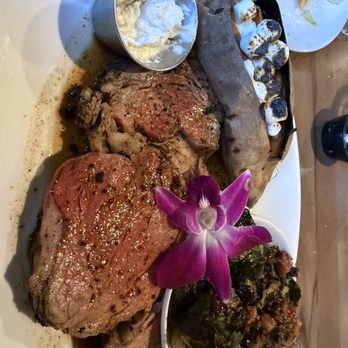The Library Steakhouse - Prime Rib with sweet potato and brussel sprouts - Steakhouses Near Me - Fuquay Varina, North Carolina The Library Steakhouse - Prime Rib with sweet potato and brussel sprouts - Steakhouses Near Me - Fuquay Varina, North Carolina