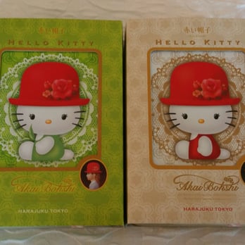 Konbiniya Japan Centre - Hello kitty akai bohshi: Green tea roll; Strawberry heart, Brandy ball, Almond soft cookie ($13.99 ea) - International Grocery Near Me - Vancouver, British Columbia Konbiniya Japan Centre - Hello kitty akai bohshi: Green tea roll; Strawberry heart, Brandy ball, Almond soft cookie ($13.99 ea) - International Grocery Near Me - Vancouver, British Columbia