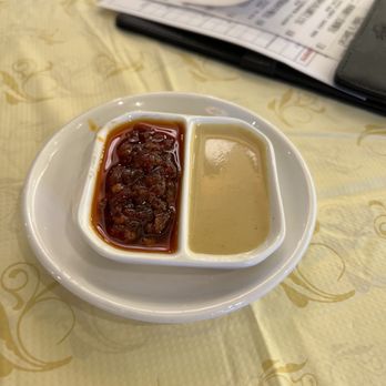 Koi Palace - Complimentary sauce: house chili and mustard - Dim Sum Near Me - Milpitas, California Koi Palace - Complimentary sauce: house chili and mustard - Dim Sum Near Me - Milpitas, California