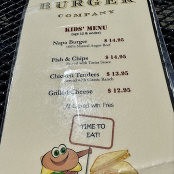 Napa Valley Burger Company - Kids menu - New American Near Me - Sausalito, California Napa Valley Burger Company - Kids menu - New American Near Me - Sausalito, California
