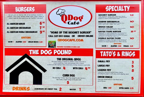 Menu photo 1 QDog Cafe New Iberia, LA Menu photo 1 QDog Cafe New Iberia, LA