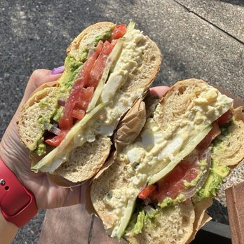 Boichik Bagels - Special of the day: egg salad, cucumber, tomato, avocado, red onion, chose a garlic bagel - Bagels Near Me - Los Gatos, California