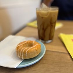 Phil & Sebastian Coffee Roasters - Creamsicle Doughnut (vegan and GF) and seasonal Mylk Tea (?) drink!
