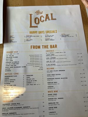 Menu photo 2 The Local Victoria, BC Menu photo 2 The Local Victoria, BC