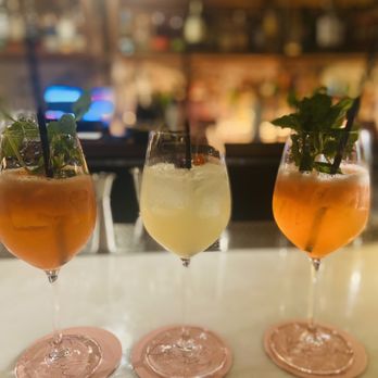Bar Lis - Cocktails! Strawberry Fields on the end and Summer Spritz in the middle. - Lounges Near Me - Los Angeles, California Bar Lis - Cocktails! Strawberry Fields on the end and Summer Spritz in the middle. - Lounges Near Me - Los Angeles, California