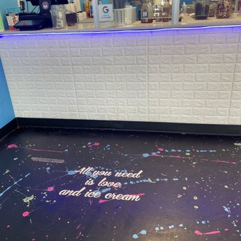 212 Ice Cream Studio - Super fun floor with paint splash print! - Ice Cream & Frozen Yogurt Near Me - Gilbert, Arizona