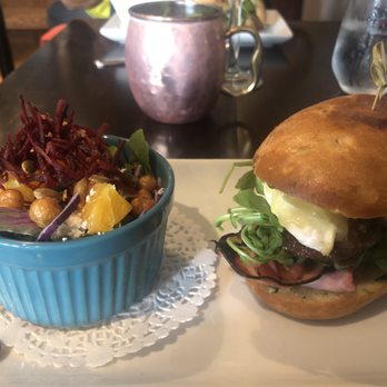 The Raven Bistro - Raven side salad with Ham & Brie sandwich - Mediterranean Near Me - Jasper, Alberta