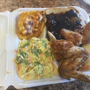 Photo of Mama Pearls BBQ - Gary, IN, United States. Ribs. Chicken wings.  Slaw.  Mac and cheese.