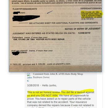 KS Auto Body - I didn't win? Wheres your proof? Theres proof right there everyone who is thinking about coming here. - Body Shops Near Me - Los Angeles, California
