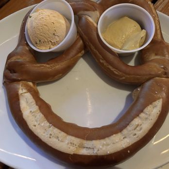 Red Lion Tavern - Large German Pretzel ($12) with Obazda butter (+$1.50) & German mustard. - Pubs Near Me - Los Angeles, California