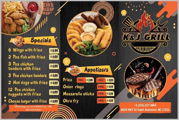 Menu photo 2 K & J Grill & Grocery Alamance, NC Menu photo 2 K & J Grill & Grocery Alamance, NC