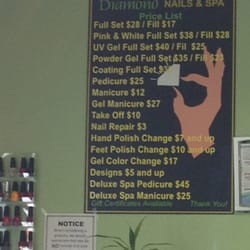Diamond Nails - This is their Service & Price List, they're prices are very reasonable & the employees are very friendly.