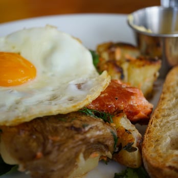 Copo Cafe & Diner - House Smoked Trout with Fried Egg, Potato Hash, Herbs and Toast - Cafes Near Me - Drummoyne, NSW Copo Cafe & Diner - House Smoked Trout with Fried Egg, Potato Hash, Herbs and Toast - Cafes Near Me - Drummoyne, NSW
