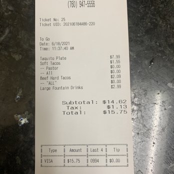 Monica's Tacos - Check - Mexican Near Me - Hesperia, California