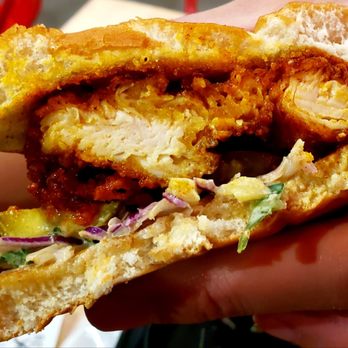 Dave's Hot Chicken - Cross-Section of Slider - Chicken Shop Near Me - Denver, Colorado