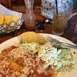 La Fogata Mexican Restaurant - I had a delicious plate containing a burrito, an enchilada, a Chalupa and a taco. The salsa and chips were delicious too.