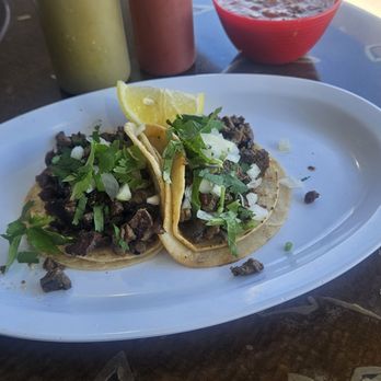 Sahuaro's Taco Shop - Two carne asada tacos. That red sauce is so good! - Mexican Near Me - Mesa, Arizona Sahuaro's Taco Shop - Two carne asada tacos. That red sauce is so good! - Mexican Near Me - Mesa, Arizona