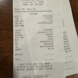 My full receipt. My full receipt.