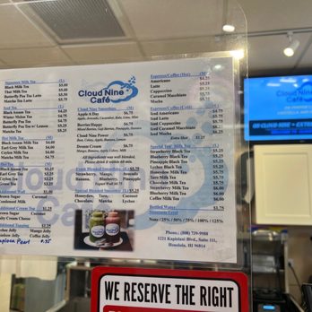 Cloud Nine Cafe Hawaii - Menu - Desserts Near Me - Honolulu, Hawaii Cloud Nine Cafe Hawaii - Menu - Desserts Near Me - Honolulu, Hawaii