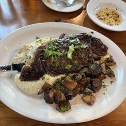 Effina's Tuscan Grille - Ribeye steak, mash and veggies