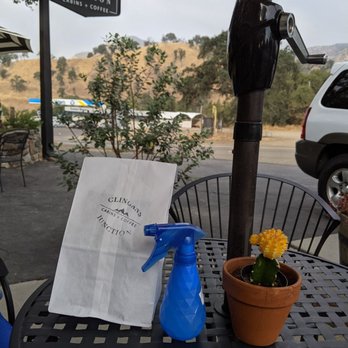 Clingans Junction- cabins + coffee - Outdoor dog friendly seating. Each table has a spray bottle of hand sanitizer - Coffee & Tea Near Me - Squaw Valley, California Clingans Junction- cabins + coffee - Outdoor dog friendly seating. Each table has a spray bottle of hand sanitizer - Coffee & Tea Near Me - Squaw Valley, California
