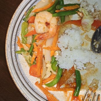 Laughing Monk Cafe - Pepper Garlic stir fry with Shrimp - Sushi Bars Near Me - Boston, Massachusetts