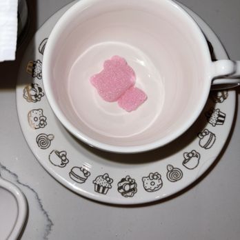 Hello Kitty Cafe - Tea set with hello kitty sugar lump - Cafes Near Me - Irvine, California