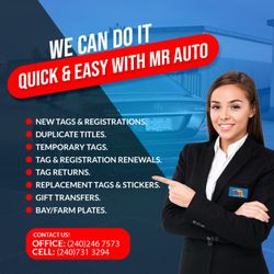 Mr. Auto Tag & Title Service - Call us for a quote in your new plates