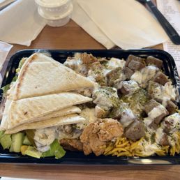 Rice Bowl with Lamb and Chicken.