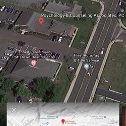 Pyschology & Counseling Associates - 1st Overhead Googlemaps view of Psychology & Counseling Associates, PC, 2091 E High St, Pottstown, PA 19464.